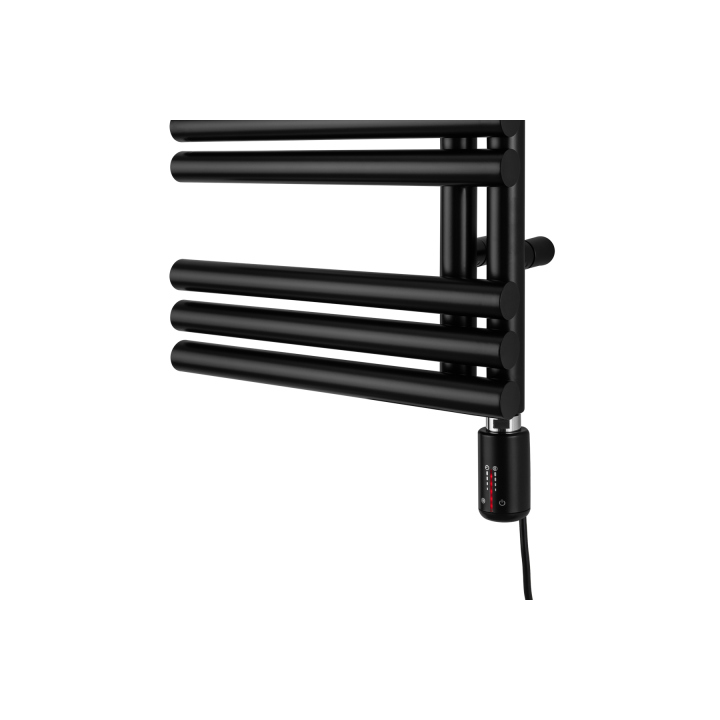 Grzejnik łazienkowy elektryczny Zodiak 737x400 czarny, grzałka z prawej strony