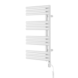 Grzejnik łazienkowy elektryczny Zodiak 737x400 biały, grzałka z prawej strony