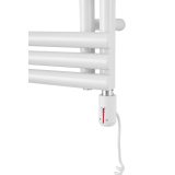 Grzejnik łazienkowy elektryczny Zodiak 737x400 biały, grzałka z prawej strony