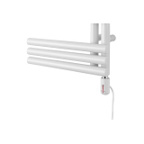 Grzejnik łazienkowy elektryczny Zodiak 737x400 biały, grzałka z prawej strony