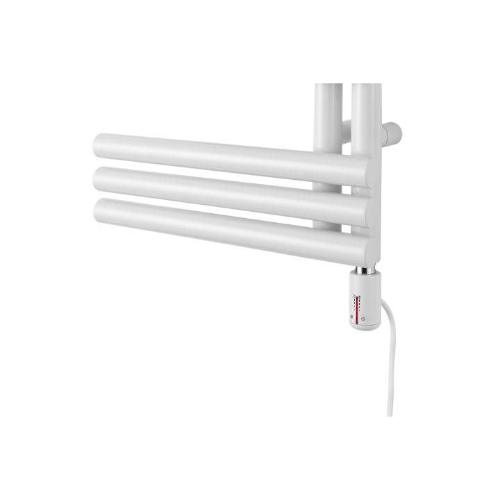 Grzejnik łazienkowy elektryczny Zodiak 737x400 biały, grzałka z prawej strony