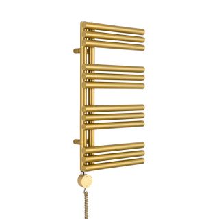 Grzejnik łazienkowy elektryczny Zodiak 737x400 złoty, grzałka z lewej strony