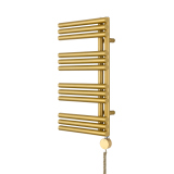 Grzejnik łazienkowy elektryczny Zodiak 737x400 złoty, grzałka z prawej strony