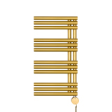 Grzejnik łazienkowy elektryczny Zodiak 737x400 złoty, grzałka z prawej strony