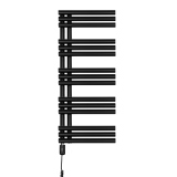 Grzejnik łazienkowy elektryczny Zodiak 942x400 czarny, grzałka z lewej strony