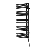 Grzejnik łazienkowy elektryczny Zodiak 942x400 czarny, grzałka z prawej strony