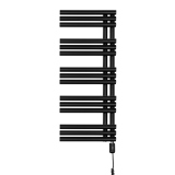 Grzejnik łazienkowy elektryczny Zodiak 942x400 czarny, grzałka z prawej strony