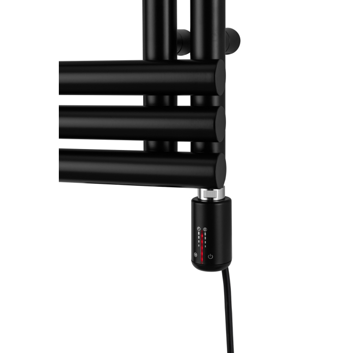 Grzejnik łazienkowy elektryczny Zodiak 942x400 czarny, grzałka z prawej strony