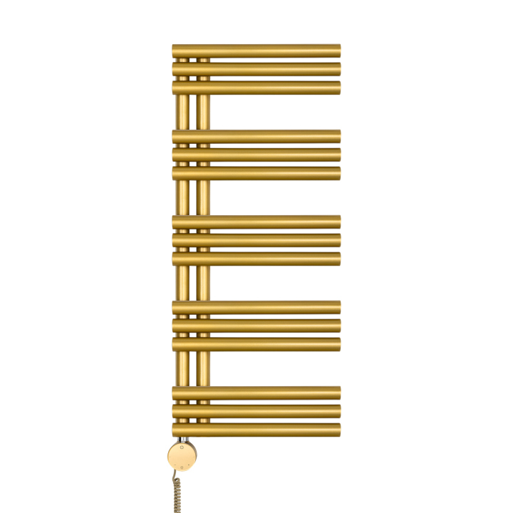 Grzejnik łazienkowy elektryczny Zodiak 942x400 złoty, grzałka z lewej strony