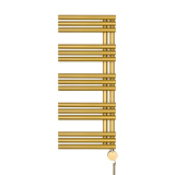 Grzejnik łazienkowy elektryczny Zodiak 942x400 złoty, grzałka z prawej strony