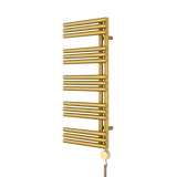 Grzejnik łazienkowy elektryczny Zodiak 942x400 złoty, grzałka z prawej strony