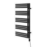 Grzejnik łazienkowy elektryczny Zodiak 942x500 czarny, grzałka z prawej strony