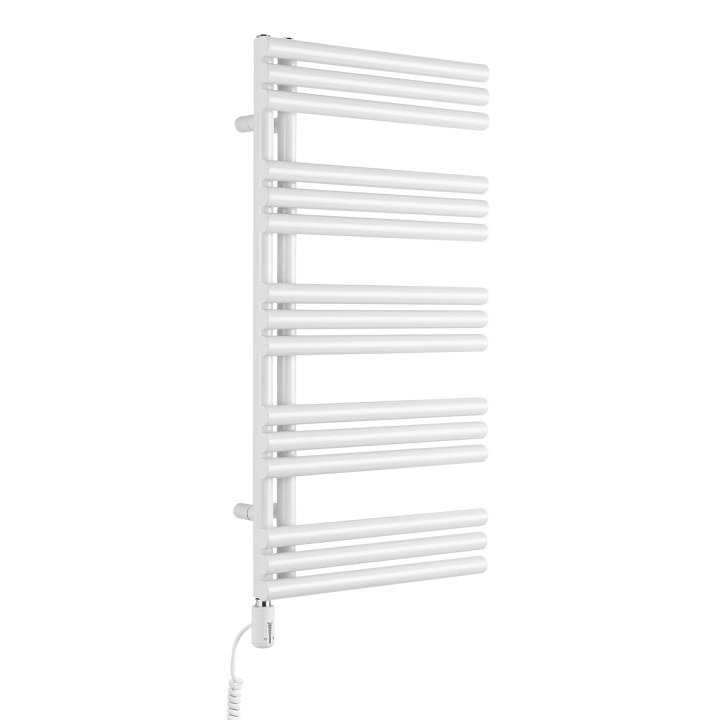 Grzejnik łazienkowy elektryczny Zodiak 942x500 biały, grzałka z lewej strony