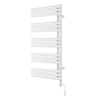 Grzejnik łazienkowy elektryczny Zodiak 942x500 biały, grzałka z prawej strony