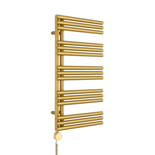 Grzejnik łazienkowy elektryczny Zodiak 942x500 złoty, grzałka z lewej strony