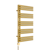 Grzejnik łazienkowy elektryczny Zodiak 942x500 złoty, grzałka z lewej strony