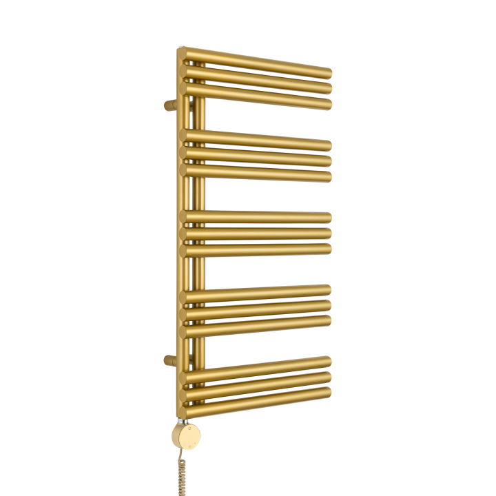 Grzejnik łazienkowy elektryczny Zodiak 942x500 złoty, grzałka z lewej strony