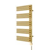 Grzejnik łazienkowy elektryczny Zodiak 942x500 złoty, grzałka z prawej strony