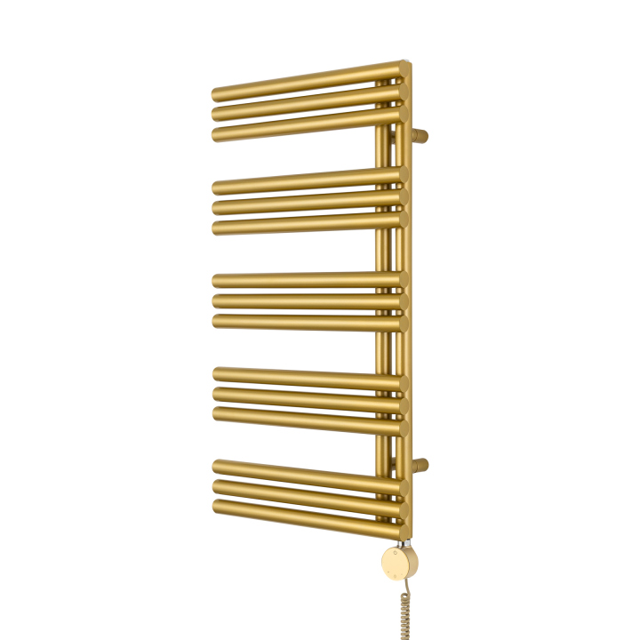 Grzejnik łazienkowy elektryczny Zodiak 942x500 złoty, grzałka z prawej strony