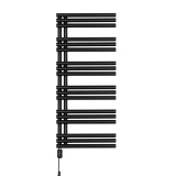 Grzejnik łazienkowy elektryczny Zodiak 1147x500 czarny, grzałka z lewej strony