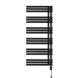 Grzejnik łazienkowy elektryczny Zodiak 1147x500 czarny, grzałka z prawej strony