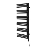 Grzejnik łazienkowy elektryczny Zodiak 1147x500 czarny, grzałka z prawej strony