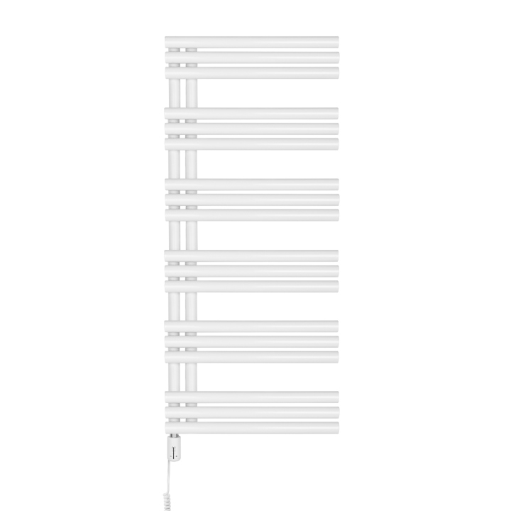 Grzejnik łazienkowy elektryczny Zodiak 1147x500 biały, grzałka z lewej strony