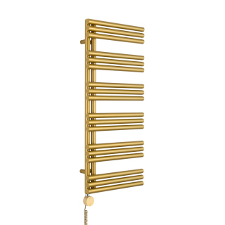 Grzejnik łazienkowy elektryczny Zodiak 1147x500 złoty, grzałka z lewej strony