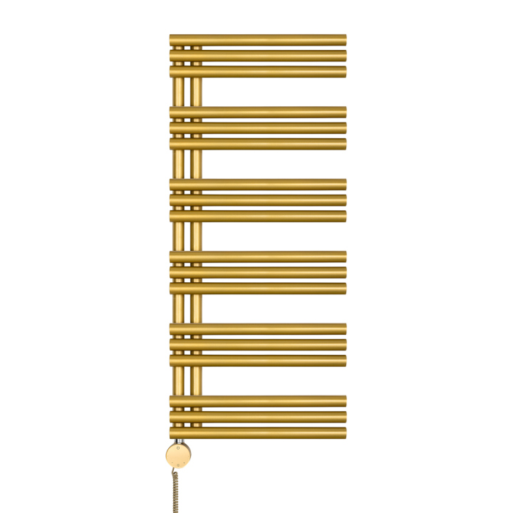 Grzejnik łazienkowy elektryczny Zodiak 1147x500 złoty, grzałka z prawej strony