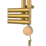 Grzejnik łazienkowy elektryczny Zodiak 1147x500 złoty, grzałka z prawej strony