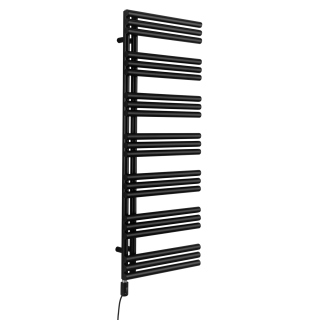 Grzejnik łazienkowy elektryczny Zodiak 1352x500 czarny, grzałka z lewej strony