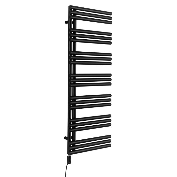 Grzejnik łazienkowy elektryczny Zodiak 1352x500 czarny, grzałka z lewej strony