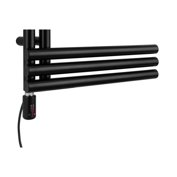 Grzejnik łazienkowy elektryczny Zodiak 1352x500 czarny, grzałka z lewej strony