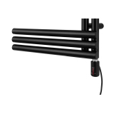 Grzejnik łazienkowy elektryczny Zodiak 1352x500 czarny, grzałka z prawej strony