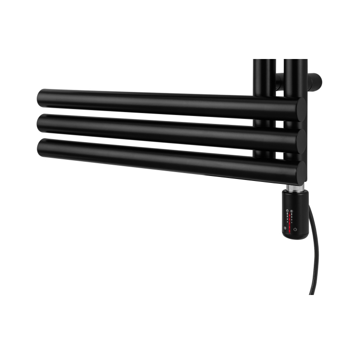 Grzejnik łazienkowy elektryczny Zodiak 1352x500 czarny, grzałka z prawej strony