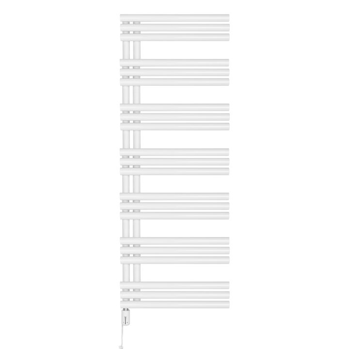 Grzejnik łazienkowy elektryczny Zodiak 1352x500 biały, grzałka z lewej strony