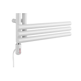 Grzejnik łazienkowy elektryczny Zodiak 1352x500 biały, grzałka z lewej strony