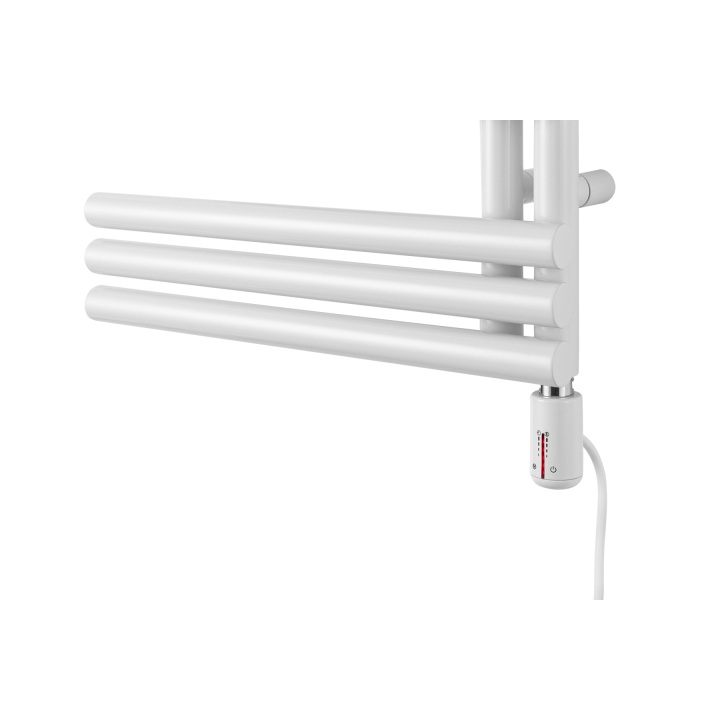 Grzejnik łazienkowy elektryczny Zodiak 1352x500 biały, grzałka z prawej strony