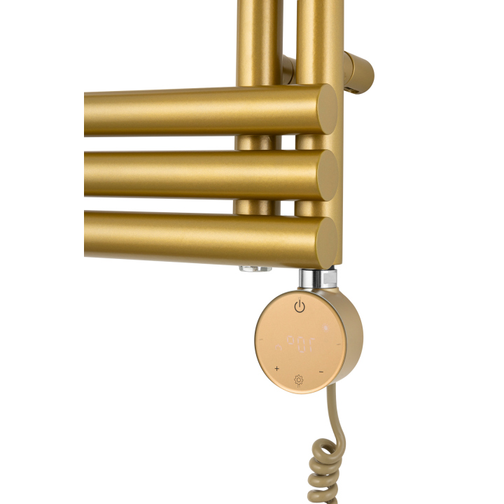 Grzejnik łazienkowy elektryczny Zodiak 1352x500 złoty, grzałka z prawej strony