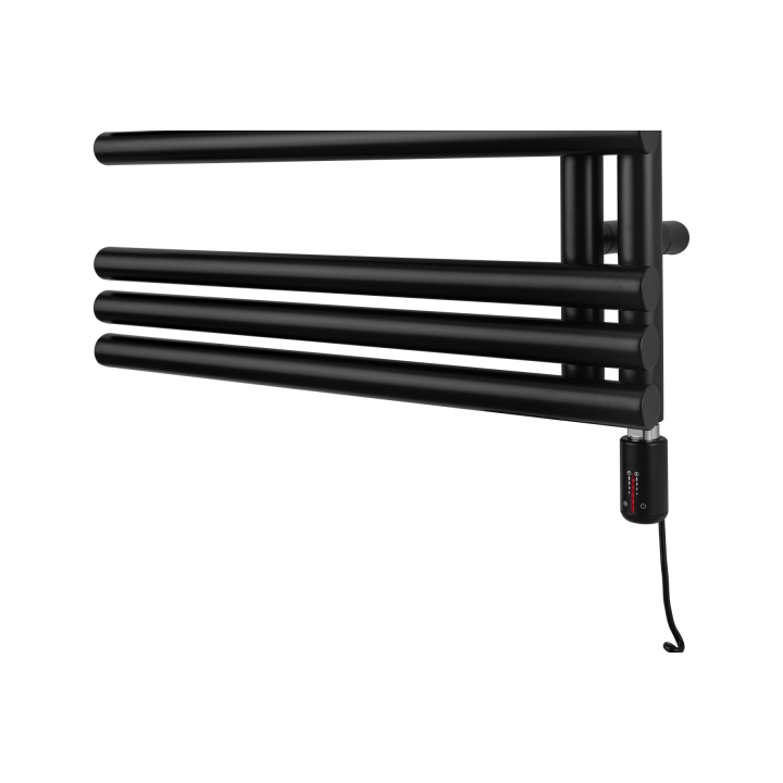 Grzejnik łazienkowy elektryczny Zodiak 1557x600 czarny, grzałka z prawej strony