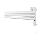 Grzejnik łazienkowy elektryczny Zodiak 1557x600 biały, grzałka z prawej strony