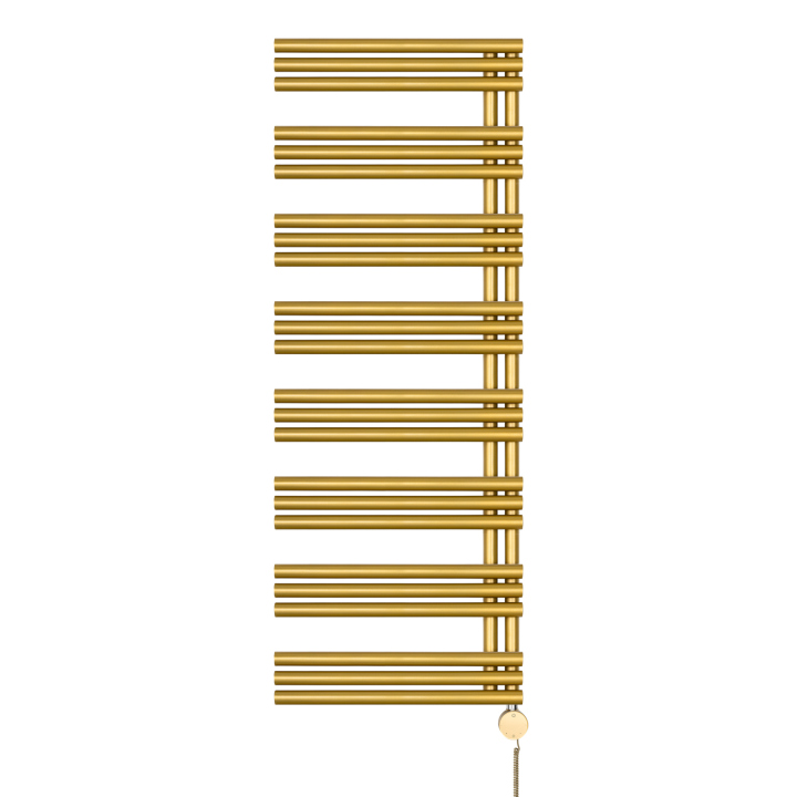 Grzejnik łazienkowy elektryczny Zodiak 1557x600 złoty, grzałka z prawej strony