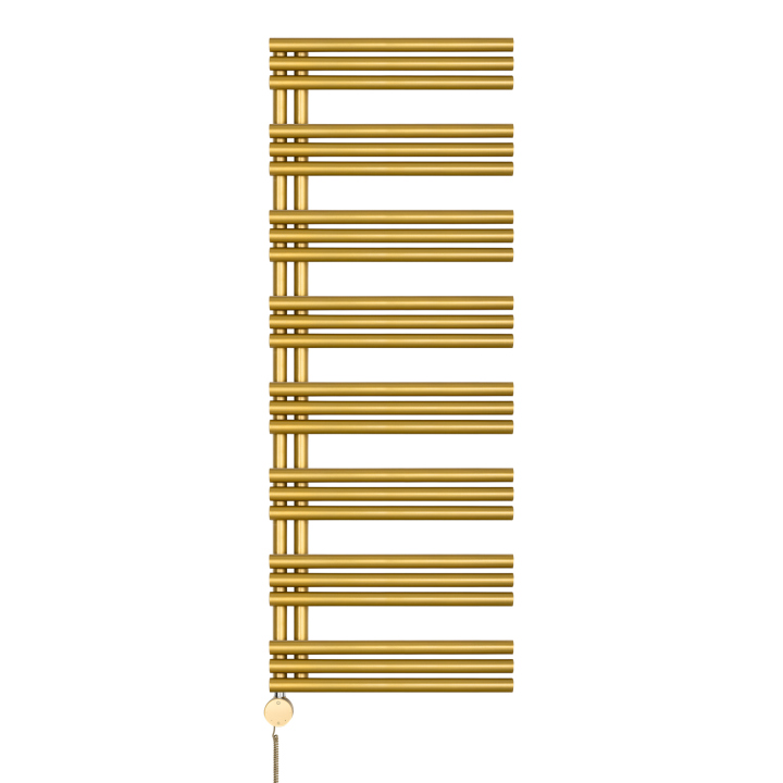 Grzejnik łazienkowy elektryczny Zodiak 1557x600 złoty, grzałka z lewej strony