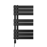Grzejnik łazienkowy elektryczny UCA 700x400 czarny, grzałka z lewej strony
