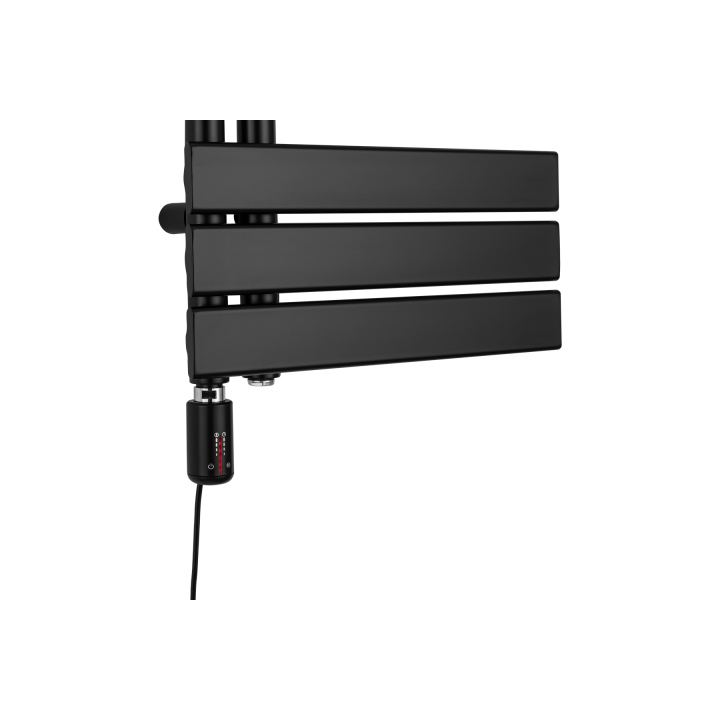 Grzejnik łazienkowy elektryczny UCA 700x400 czarny, grzałka z lewej strony