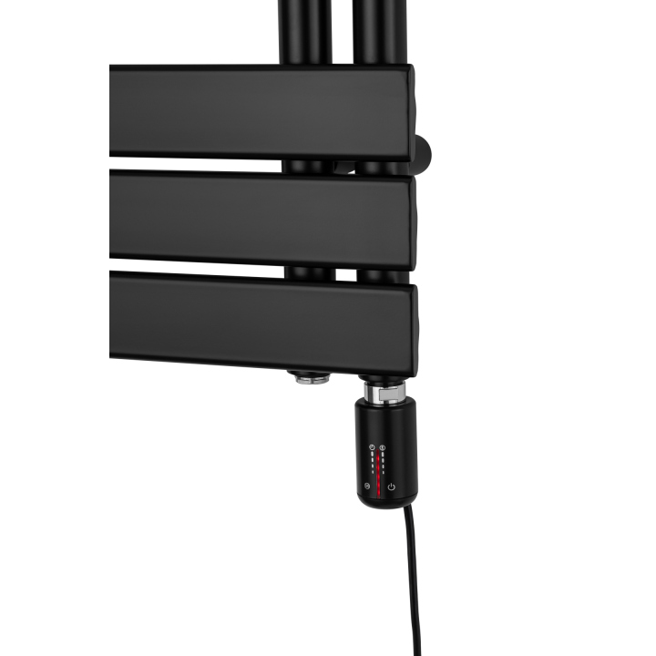 Grzejnik łazienkowy elektryczny UCA 700x400 czarny, grzałka z prawej strony