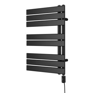 Grzejnik łazienkowy elektryczny UCA 700x500 czarny, grzałka z prawej strony