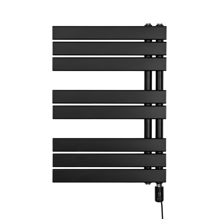 Grzejnik łazienkowy elektryczny UCA 700x500 czarny, grzałka z prawej strony