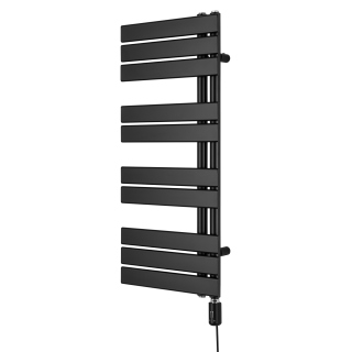 Grzejnik łazienkowy elektryczny UCA 911x400 czarny, grzałka z prawej strony