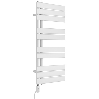 Grzejnik łazienkowy elektryczny UCA 911x400 biały, grzałka z lewej strony